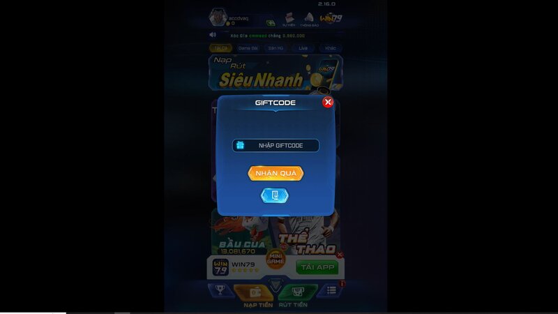 Nhập code WIN79 để nhận thưởng