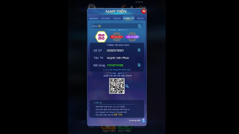 Cách nạp tiền WIN79 bằng ví điện tử